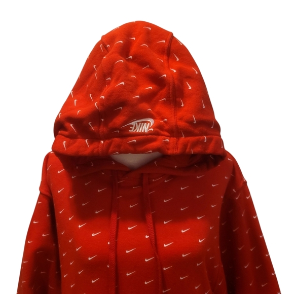 Nike All Over Print Swoosh Sweatshirt Hoodie Small Mens Y2K Grunge Red - Picture 6 of 8